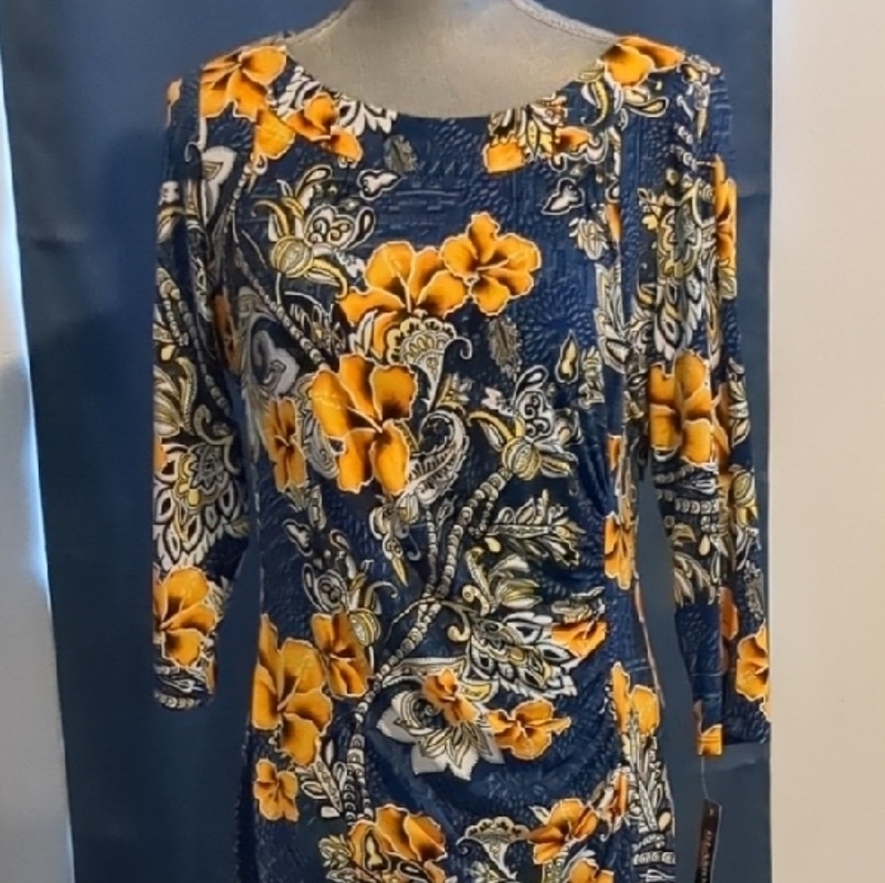 Glamour Gold and White Sheath Dress with Dolman Sleeves